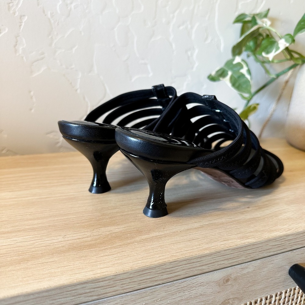 Donald J‎ Pliner | Y2K Vintage Strappy Stretch Kitten Heel Sandals Size 7 Black - Picture 3 of 6